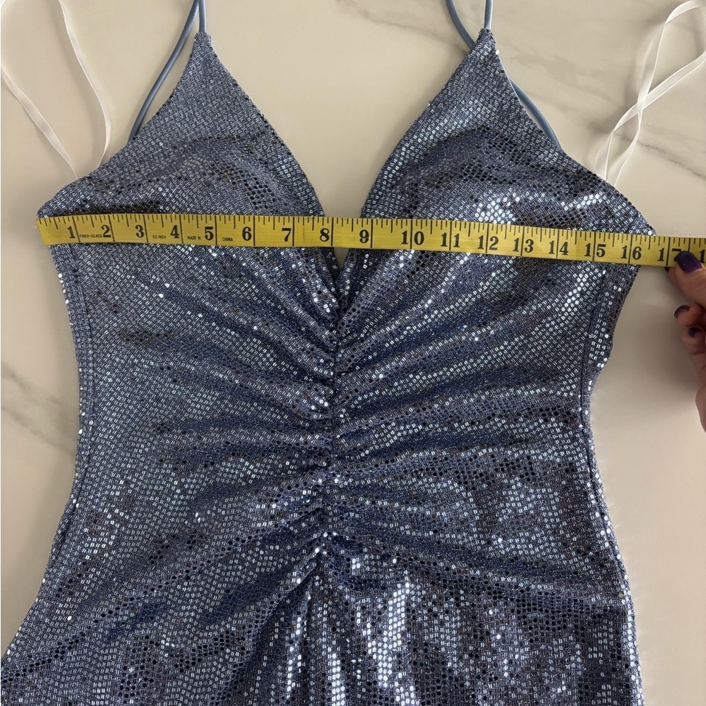 Camille Lavie Sparkling Purple Silver Evening Gown sz S - Picture 10 of 14